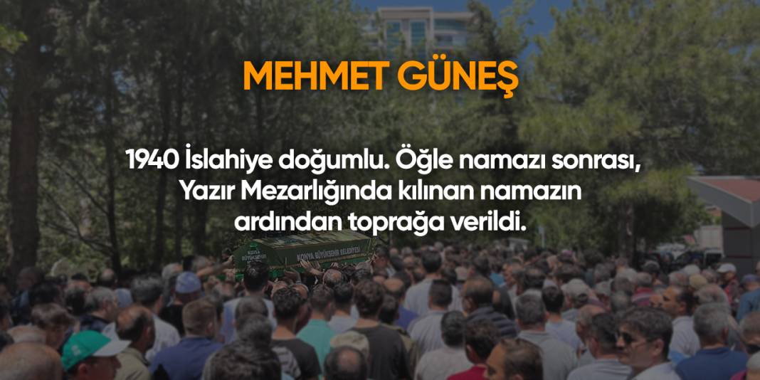 Konya'da bugün vefat edenler | 10 Haziran 2025 11